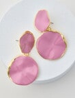 Whistle Accessories Round Dangle Earring, Blush & Gold Tone product photo View 02 S