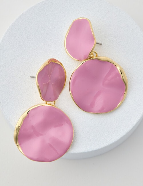 Whistle Accessories Round Dangle Earring, Blush & Gold Tone product photo View 02 L