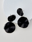 Whistle Accessories Round Dangle Earring, Black & Silver Tone product photo View 02 S