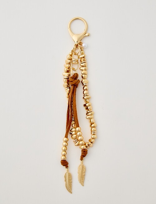 Whistle Accessories Feather Bag Charm, Gold Tone product photo