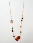 Whistle Accessories Multi Stone Boho Long Necklace, Gold Tone product photo