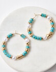 Whistle Accessories Turquoise Beaded Hoops, Gold Tone product photo