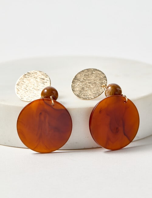 Whistle Accessories Marbled Circle Drop Earrings, Gold Tone product photo View 02 L