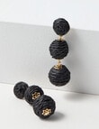 Whistle Accessories Raffia Ball Earrings, Black product photo View 02 S