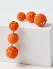 Whistle Accessories Raffia Ball Earrings, Orange product photo View 02 S