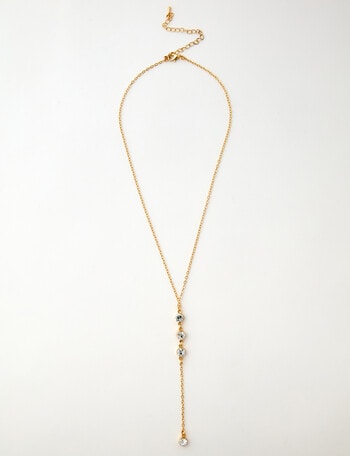 Whistle Accessories CZ Crystal Y Necklace, Gold Tone product photo