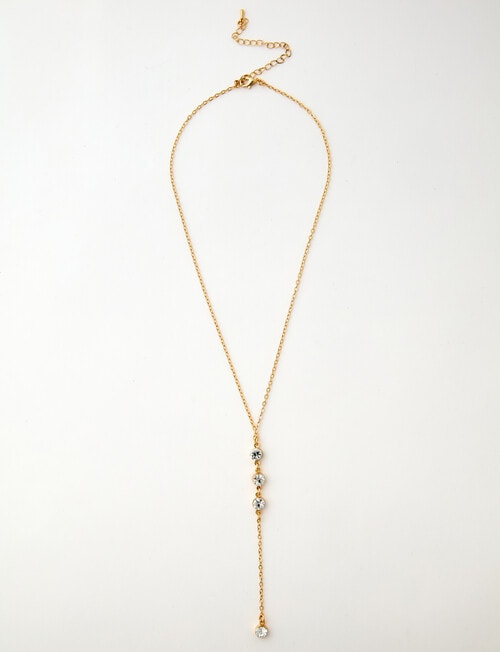 Whistle Accessories CZ Crystal Y Necklace, Gold Tone product photo