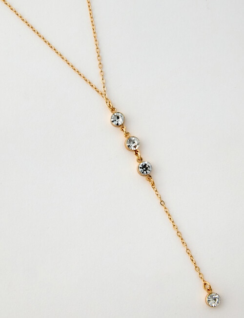 Whistle Accessories CZ Crystal Y Necklace, Gold Tone product photo View 02 L