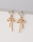 Whistle Accessories CZ Crystal Bow Earrings, Gold Tone product photo