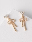 Whistle Accessories CZ Crystal Bow Earrings, Gold Tone product photo View 02 S