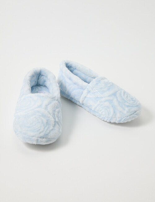 Ruby & Bloom Rose Burn Out Fluffy Slipper, Pale Blue product photo