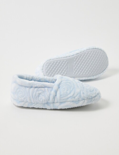 Ruby & Bloom Rose Burn Out Fluffy Slipper, Pale Blue product photo View 02 L