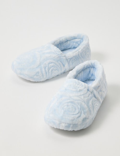 Ruby & Bloom Rose Burn Out Fluffy Slipper, Pale Blue product photo View 03 L