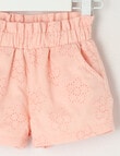 Teeny Weeny Play Time Embroidered Anglaise Shorts, Pale Peach product photo View 02 S