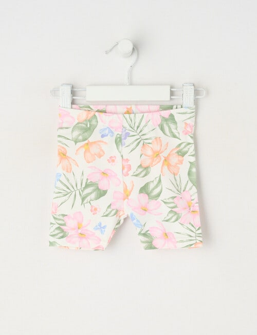 Teeny Weeny Play Time Hibiscus Bike Shorts, White product photo