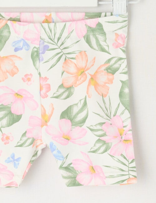 Teeny Weeny Play Time Hibiscus Bike Shorts, White product photo View 02 L