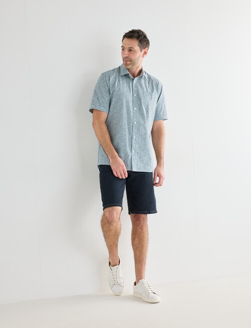 Chisel Mini Flower Short Sleeve Shirt, White & Blue product photo View 03 L