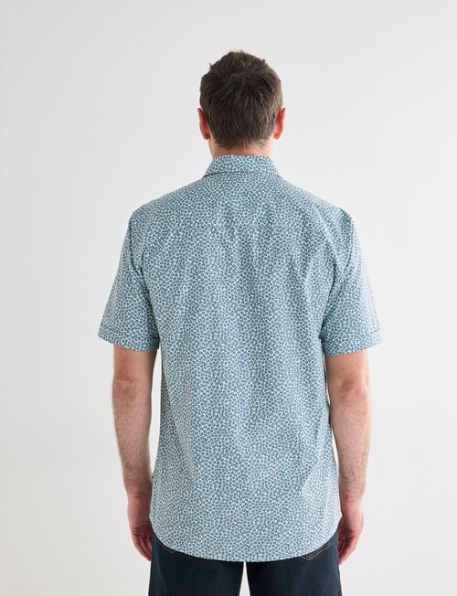 Chisel Mini Flower Short Sleeve Shirt, White & Blue product photo View 02 L