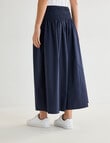 Whistle Shirred Waist Poplin Skirt, Midnight product photo View 02 S
