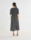 Whistle V-Neck Shirred Front Dress, Black & Ecru product photo View 02 S