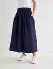 Whistle Shirred Waist Poplin Skirt, Midnight product photo