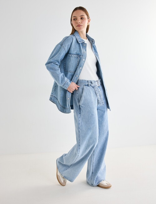 Mineral Sven Studded Denim Jacket, Blue Wash product photo View 03 L