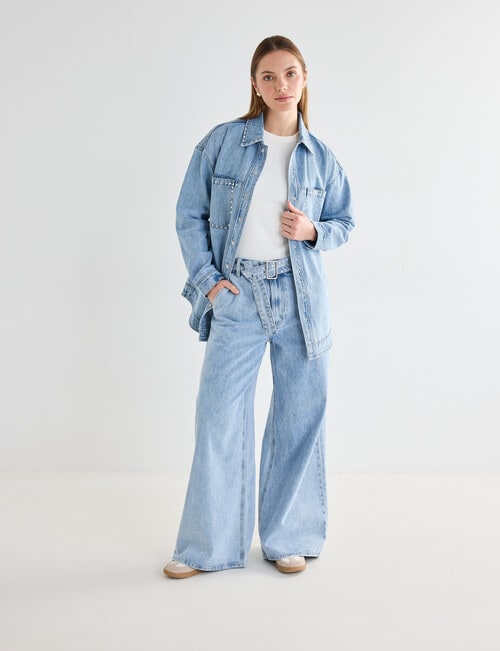 Mineral Sven Studded Denim Jacket, Blue Wash product photo View 06 L