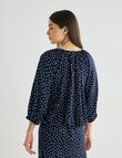 Whistle Polka Dot Bubble Hem Top, Navy product photo View 02 S