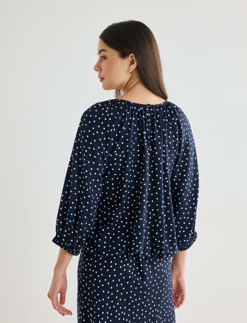 Whistle Polka Dot Bubble Hem Top, Navy product photo View 02 L