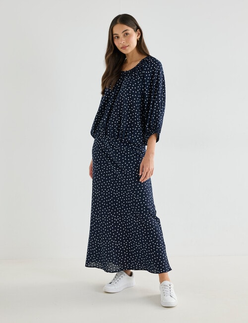 Whistle Polka Dot Bubble Hem Top, Navy product photo View 03 L
