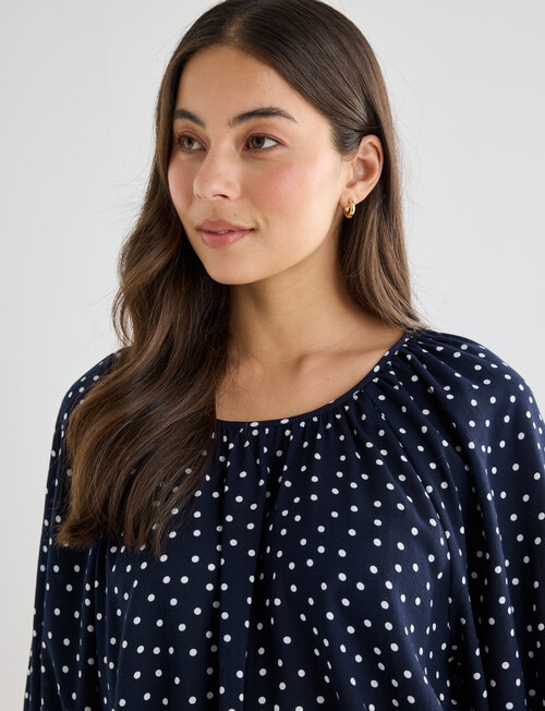 Whistle Polka Dot Bubble Hem Top, Navy product photo View 05 L