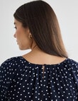 Whistle Polka Dot Bubble Hem Top, Navy product photo View 06 S