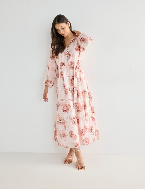 Whistle Floral Three Quarter Midi Dress, Pink product photo
