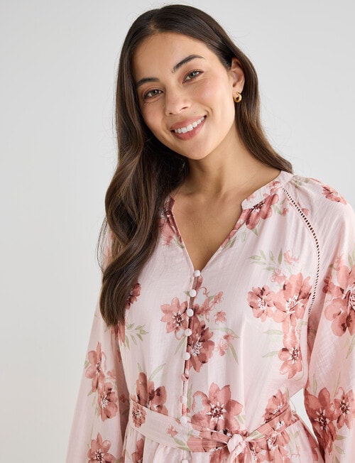 Whistle Floral Three Quarter Midi Dress, Pink product photo View 04 L