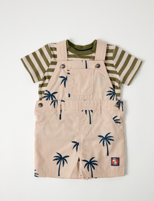 Teeny Weeny Palm Tree Shortall & Stripe Tee, 2-Piece Set, Multicolour product photo