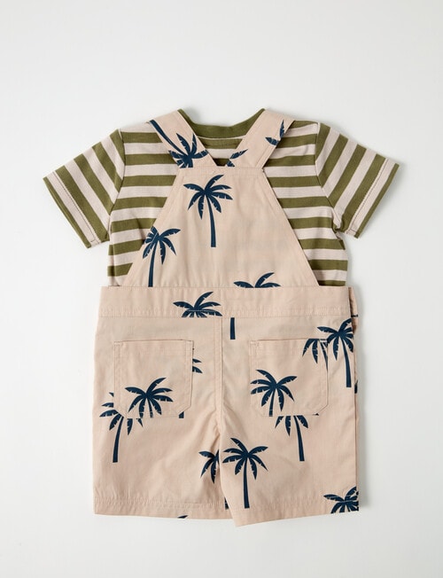 Teeny Weeny Palm Tree Shortall & Stripe Tee, 2-Piece Set, Multicolour product photo View 04 L
