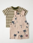 Teeny Weeny Palm Tree Shortall & Stripe Tee, 2-Piece Set, Multicolour product photo View 05 S