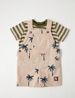 Teeny Weeny Palm Tree Shortall & Stripe Tee, 2-Piece Set, Multicolour product photo