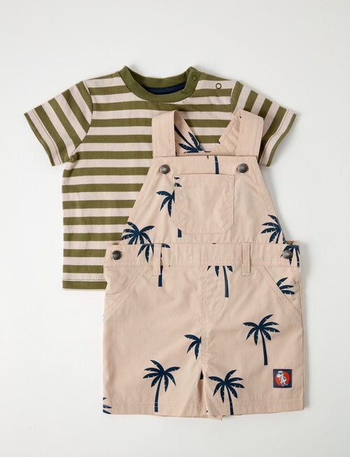 Teeny Weeny Palm Tree Shortall & Stripe Tee, 2-Piece Set, Multicolour product photo View 05 L
