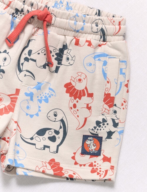 Teeny Weeny Dino Shorts & Tee, 2-Piece Set, Beige & Orange product photo View 02 L