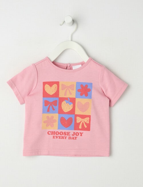Teeny Weeny Play Time Check Short-Sleeve Tee, Blush product photo