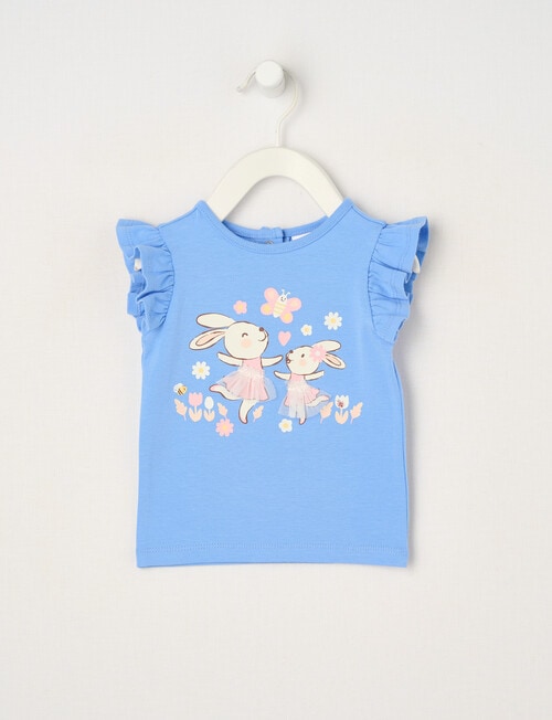 Teeny Weeny Play Time Rabbit Short-Sleeve Tee, Iceberg Blue product photo