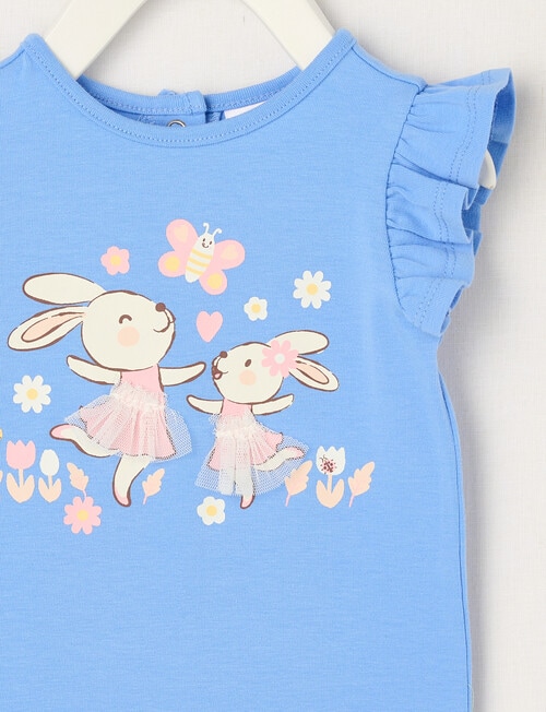 Teeny Weeny Play Time Rabbit Short-Sleeve Tee, Iceberg Blue product photo View 03 L
