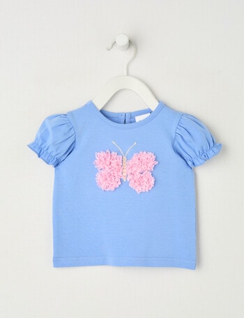 Teeny Weeny Play Time Butterfly Puff-Sleeve Tee, Iceberg product photo