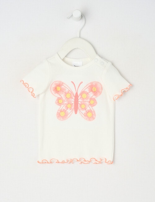 Teeny Weeny Play Time Butterfly Short-Sleeve Rib Tee, White product photo