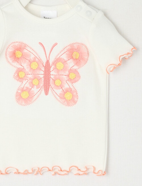 Teeny Weeny Play Time Butterfly Short-Sleeve Rib Tee, White product photo View 03 L