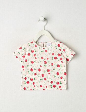 Teeny Weeny Play Time Strawberry Short-Sleeve Tee, White product photo
