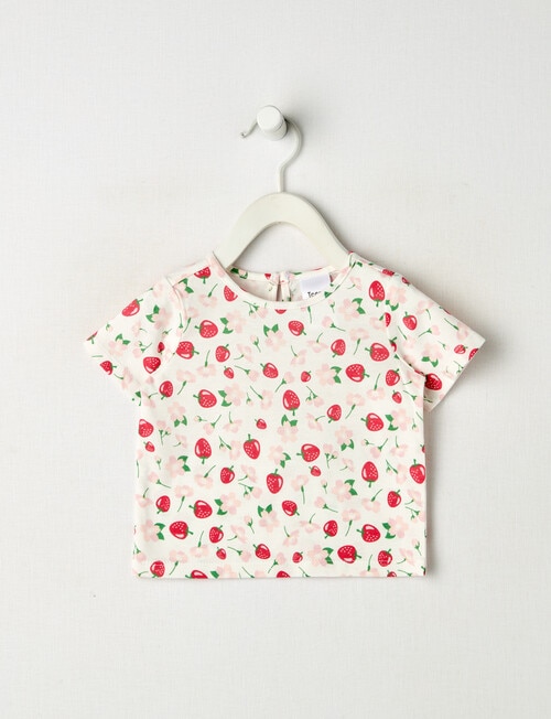 Teeny Weeny Play Time Strawberry Short-Sleeve Tee, White product photo