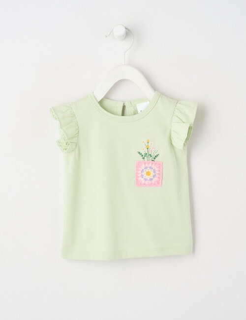 Teeny Weeny Play Time Frill-Sleeve Tee, Light Green product photo