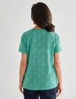 Ella J Spot Foil Print Short Sleeve Tee, Green product photo View 02 S